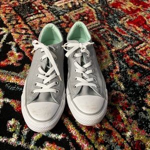 Gray and mint converse
